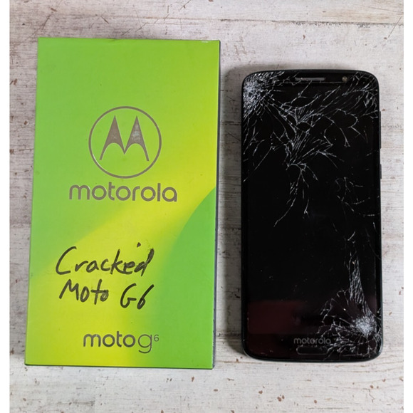 Motorola Moto G6 32GB Black XT1925-6 M390A (Unlocked) w Box *CRACKED SCREEN* - Picture 1 of 10